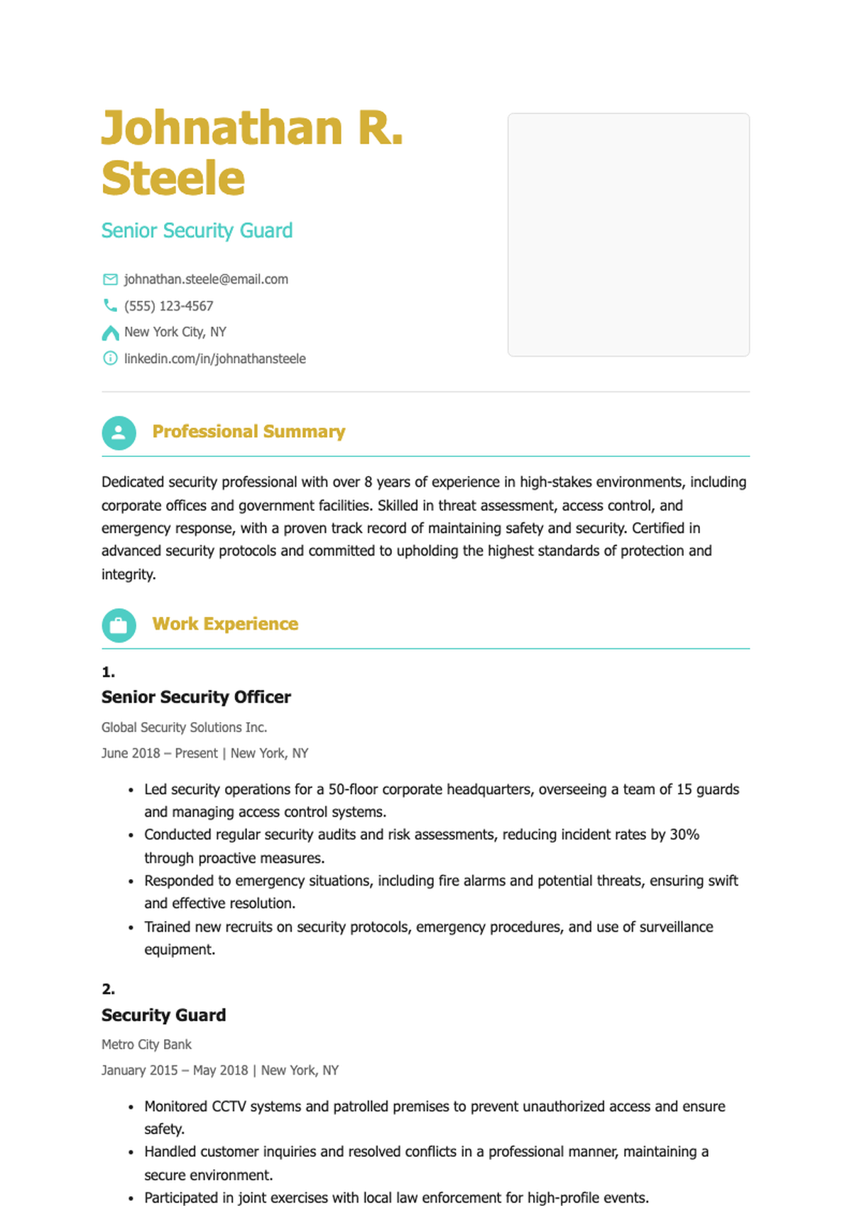 Professional marine security guard resume with skills and achievements_variant_1